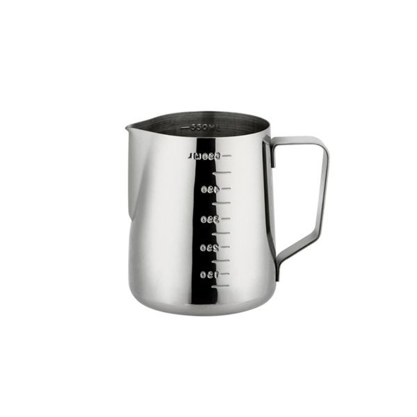 پیچر ایتیل 350 سیسی از جنس استیل ضدزنگ با دسته ارگونومیک و ظرفیت مناسب برای تهیه فوم شیر نرم و کرمی و سرو نوشیدنیهای قهوهای مانند لاته و کاپوچینو.